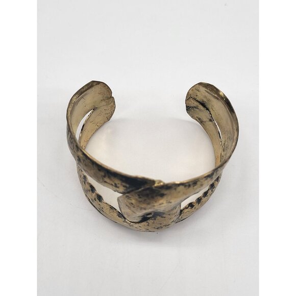 Anthropologie Intertwined Twist Tarnished Gold Tone Cuff Bracelet - Picture 3 of 12